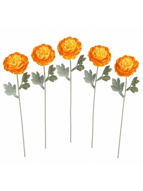 Z-A LLC Other - Orange Yellow Ranunculus Flowers Set of 5 15 Inch Faux Stems